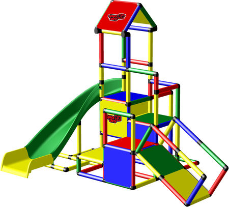 Kletterpyramide mit Bogenrutsche und Rampe für Kinder