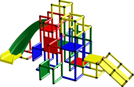 Kletterpyramide mit Rutsche und Rampe